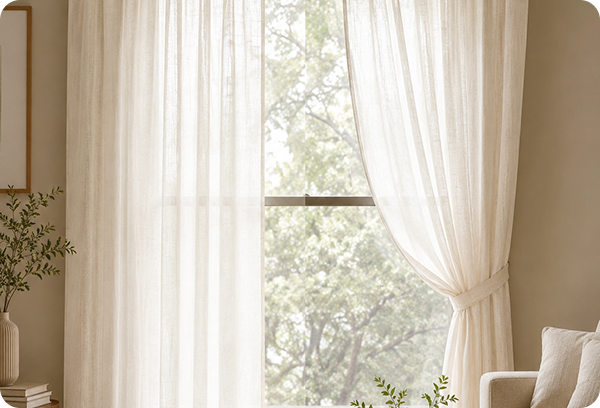 Ivory Sheer Window Curtains