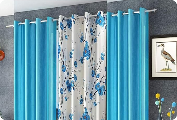 Royal Blue Floral Drapes